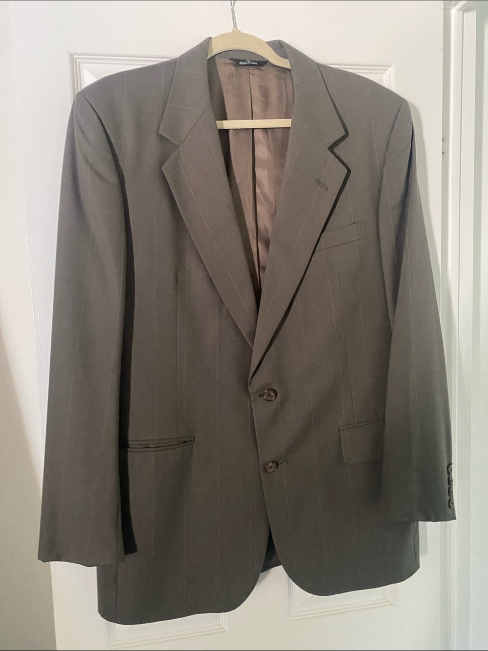 Saks Fifth Avenue Brown Pinstripe Two-Button Suit Jacket